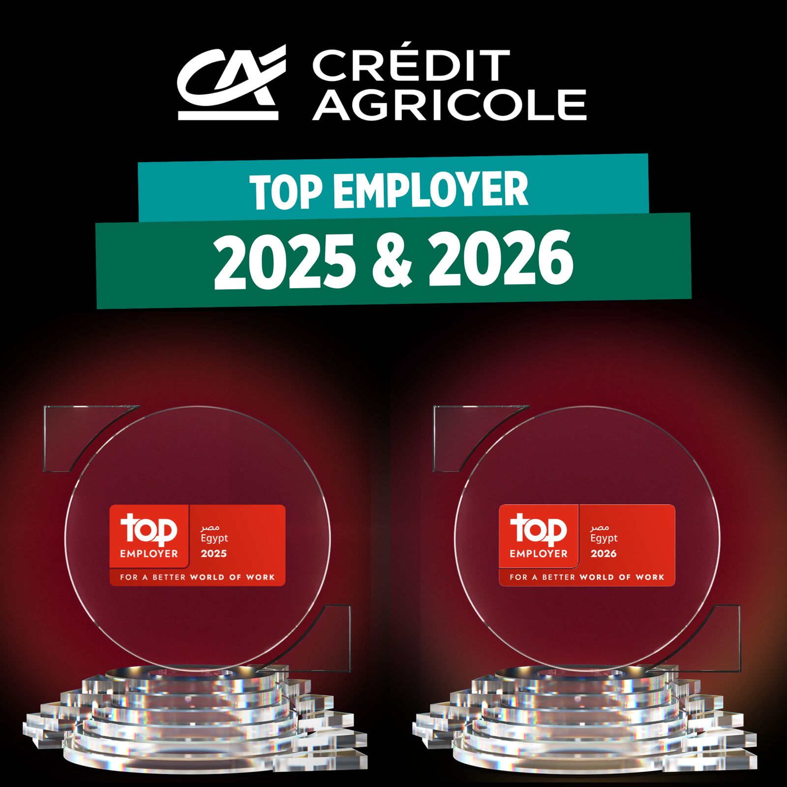 Crédit Agricole Egypt Recognised as a Top Employer for 2025 and 2026 in Egypt
